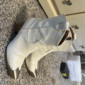 White ankle cowboy boots